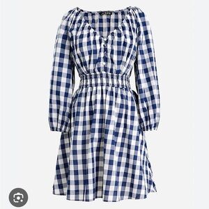 J. crew, V-neck mini dress in navy gingham, Extra large